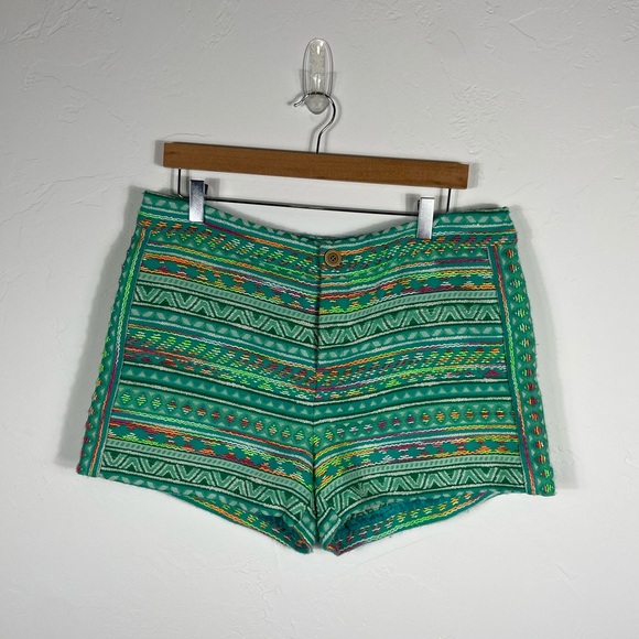 Anthropologie Elevenes Blue/Green Patterned Women Shorts - Picture 2 of 5